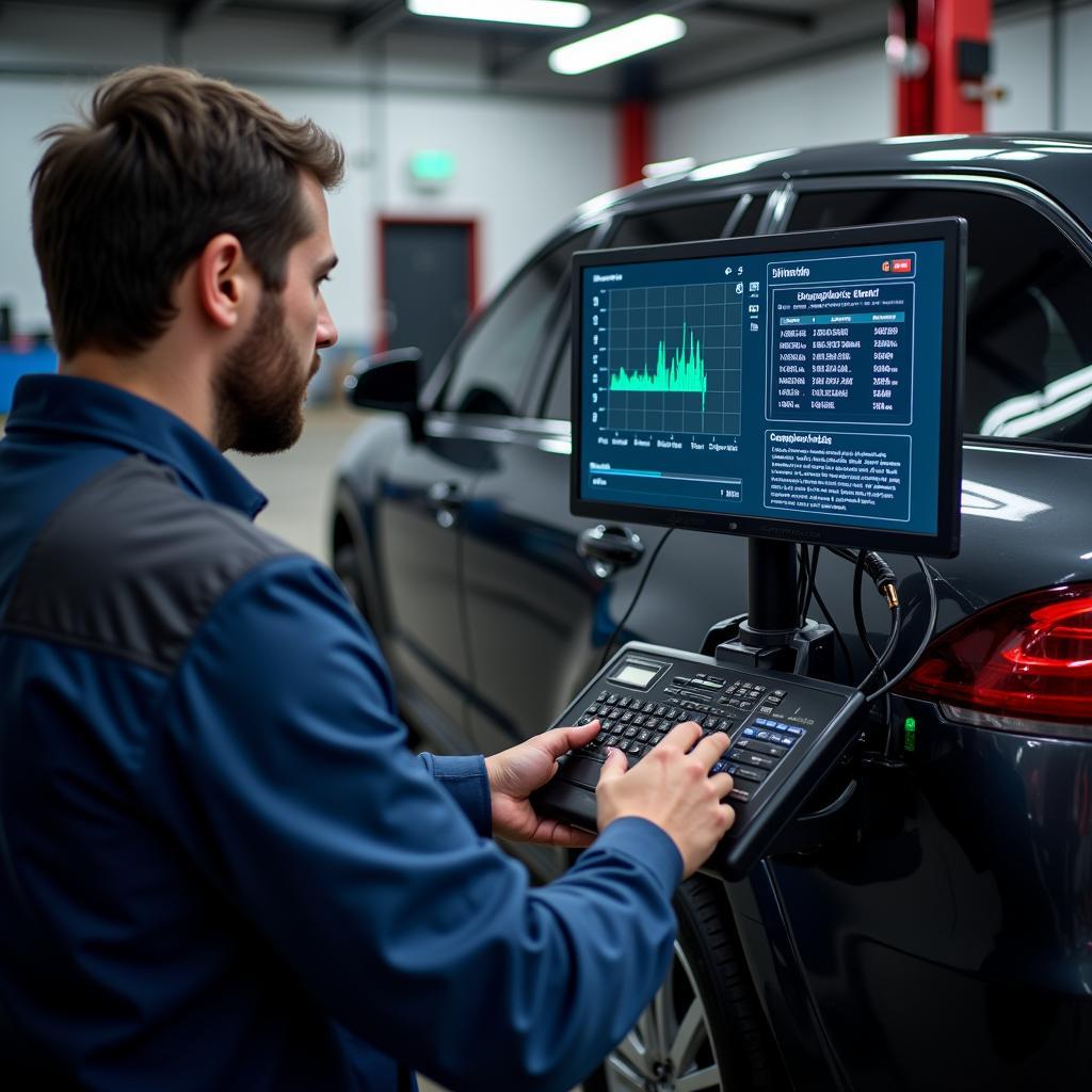 Car undergoing diagnostic testing in Bracknell