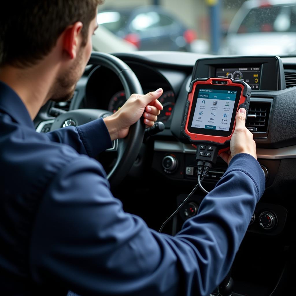 Car Diagnostic Test in Progress at Dublin Garage