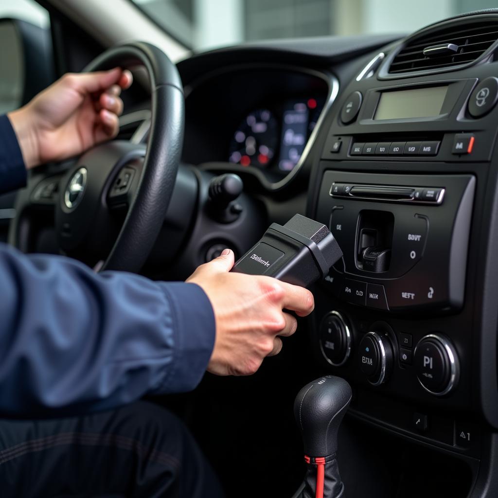 Mechanic Using a Car Diagnostic Tool