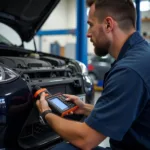 Mechanic Performing Car Diagnostics in Lowestoft