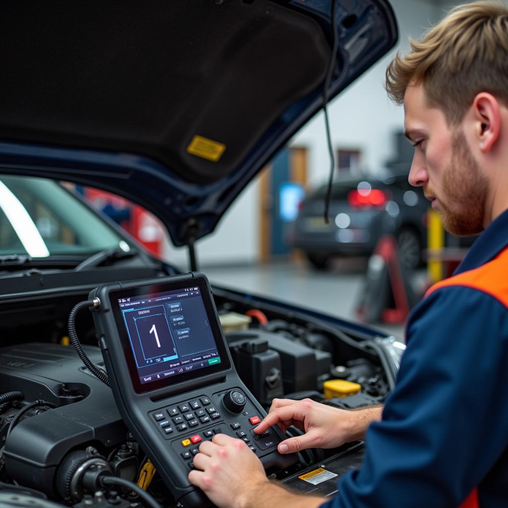 Mechanic performing car diagnostics in Lytham St Annes