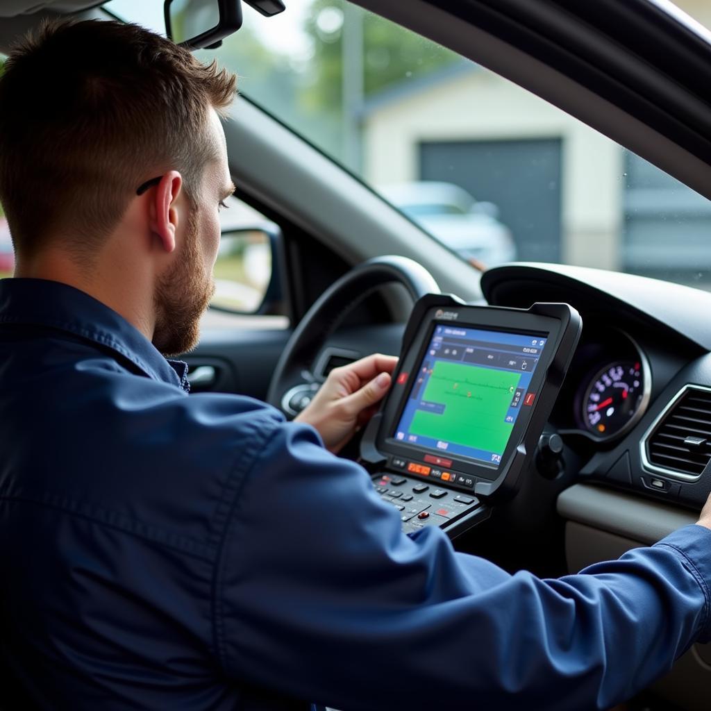 Modern car diagnostics being performed in Natick MA