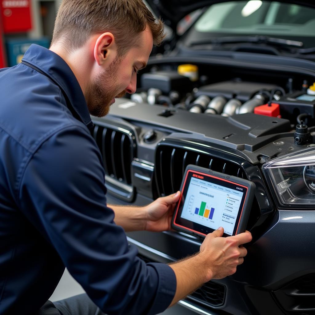 Car diagnostics being performed in a Shillingford Abbot garage