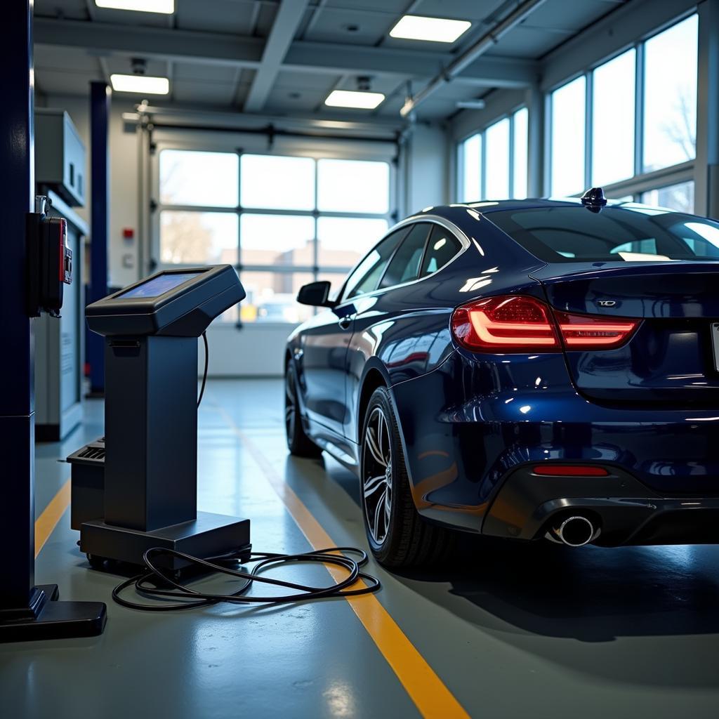 Car Undergoing Diagnostics at a Stamford Service Center