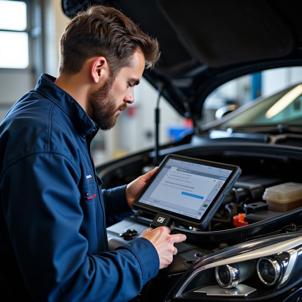 Mechanic performing car diagnostics in Streatham Vale