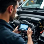 Car diagnostics being performed in Wrexham garage