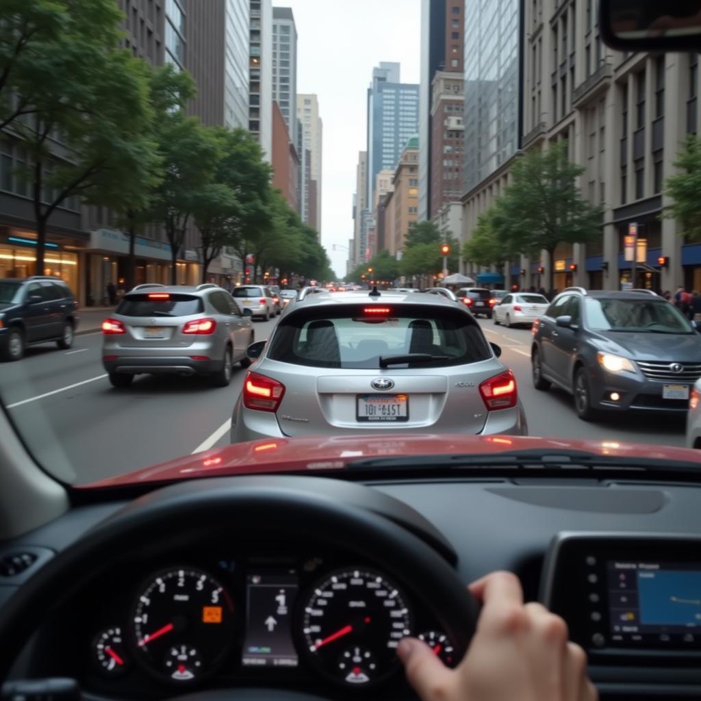 Car Driving in City Traffic