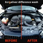 Car Engine Before and After Wash