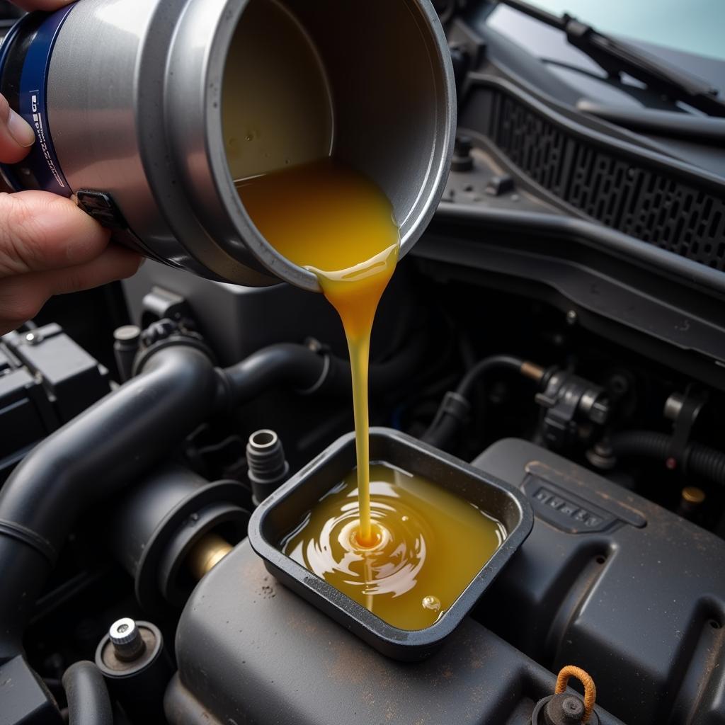 Car Engine Oil Change Process