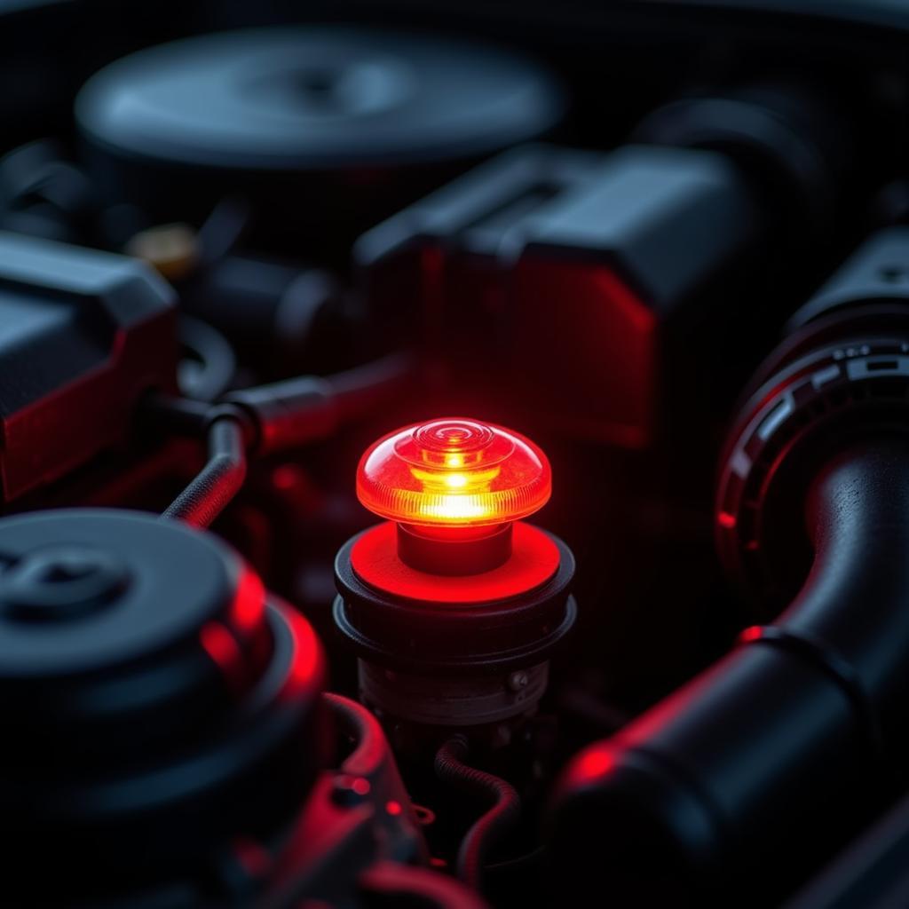 Car Engine with Warning Light