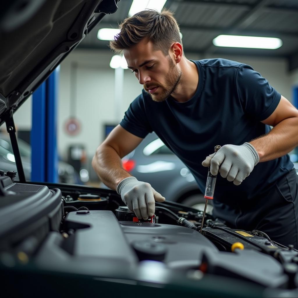 Mechanic Checking Car Fluids