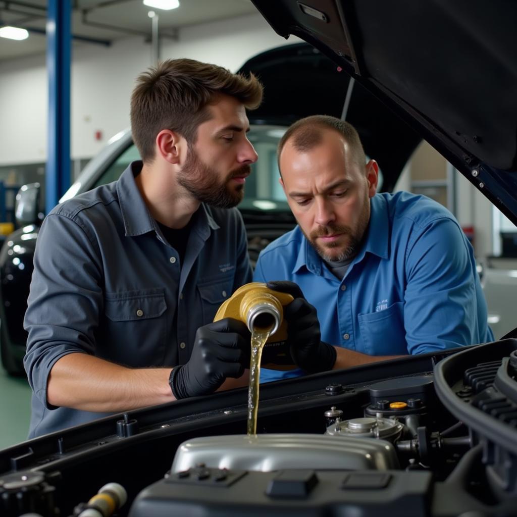 Car Getting an Oil Change