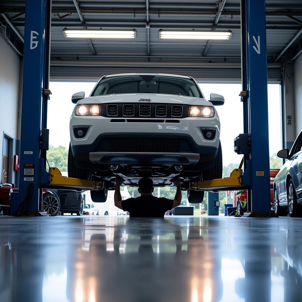 Car undergoing maintenance