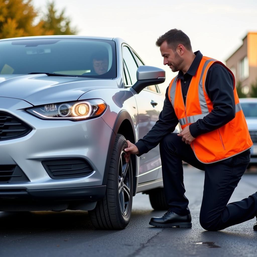 Car Guardian Customer Receiving Roadside Assistance