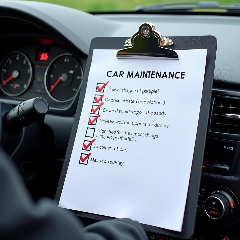 Car Maintenance Checklist on Clipboard