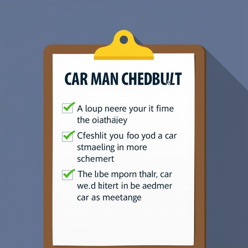 Checklist for car maintenance