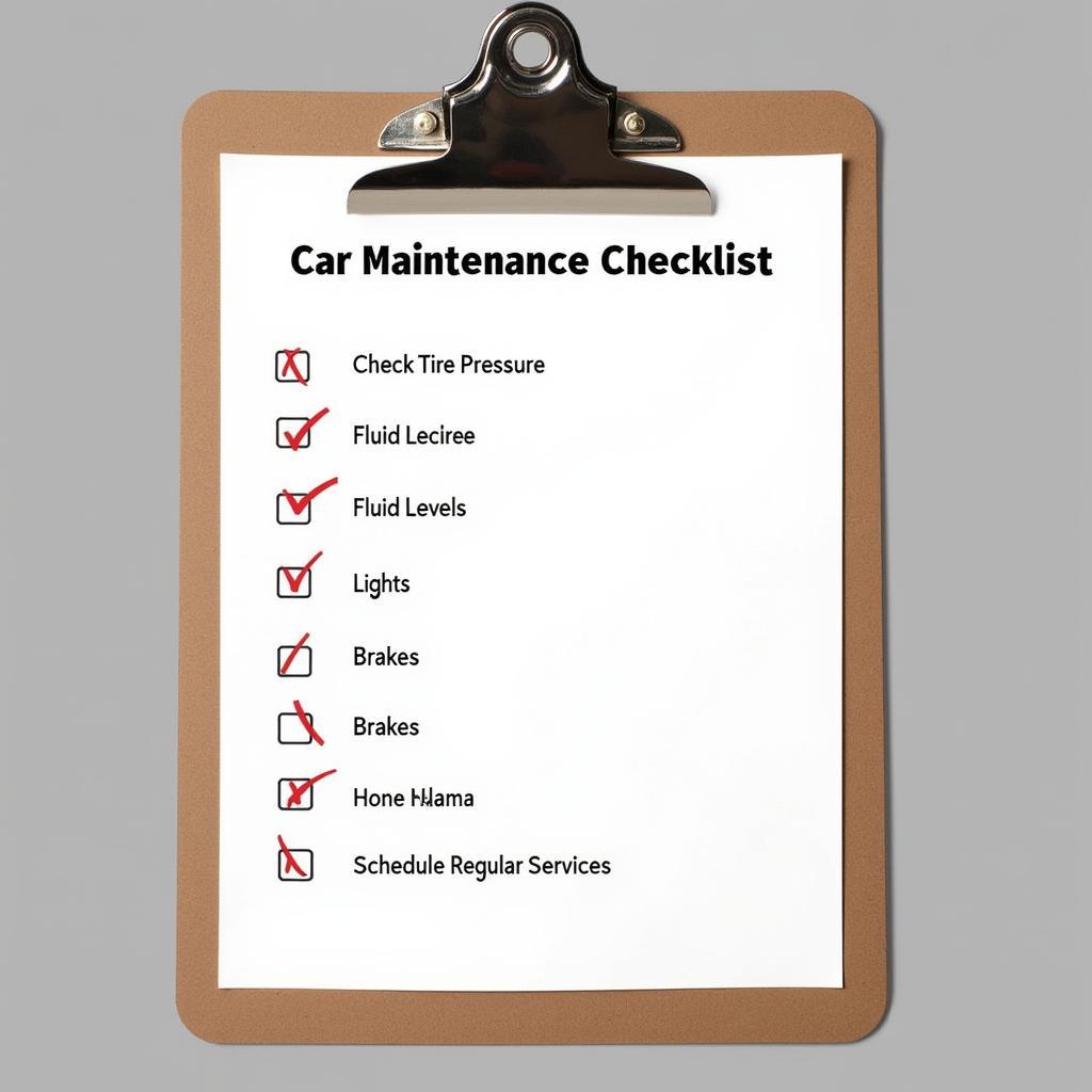 Car Maintenance Checklist on Clipboard