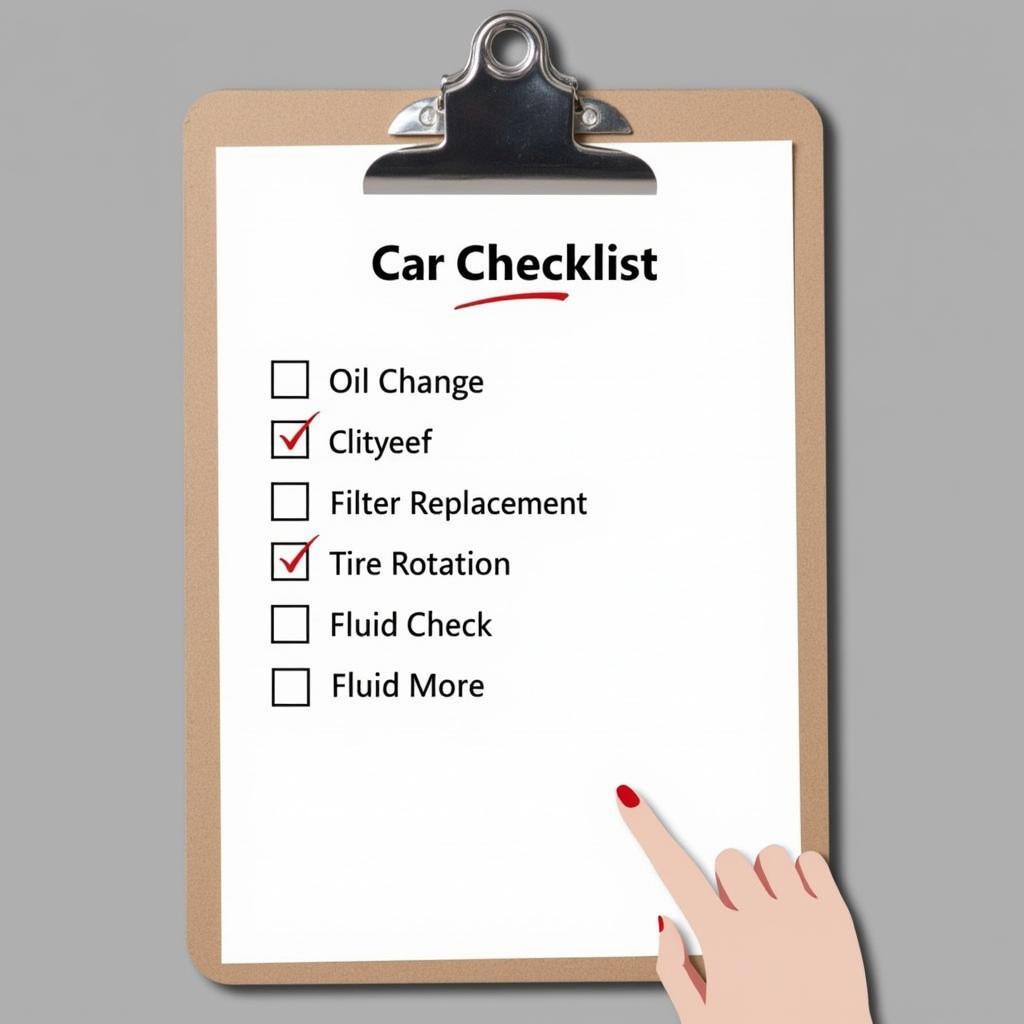 Checklist for car maintenance