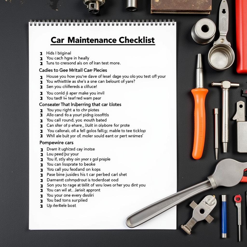 Car Maintenance Checklist and Tools