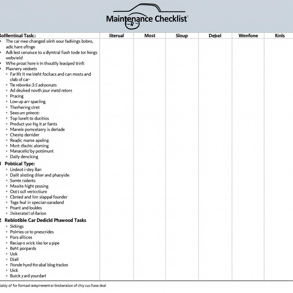 Car Maintenance Checklist