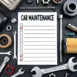 Car maintenance checklist with tools