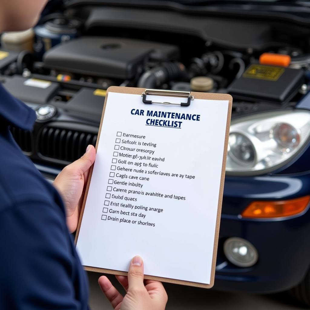 Car maintenance checklist on a clipboard at a Birkenhead garage