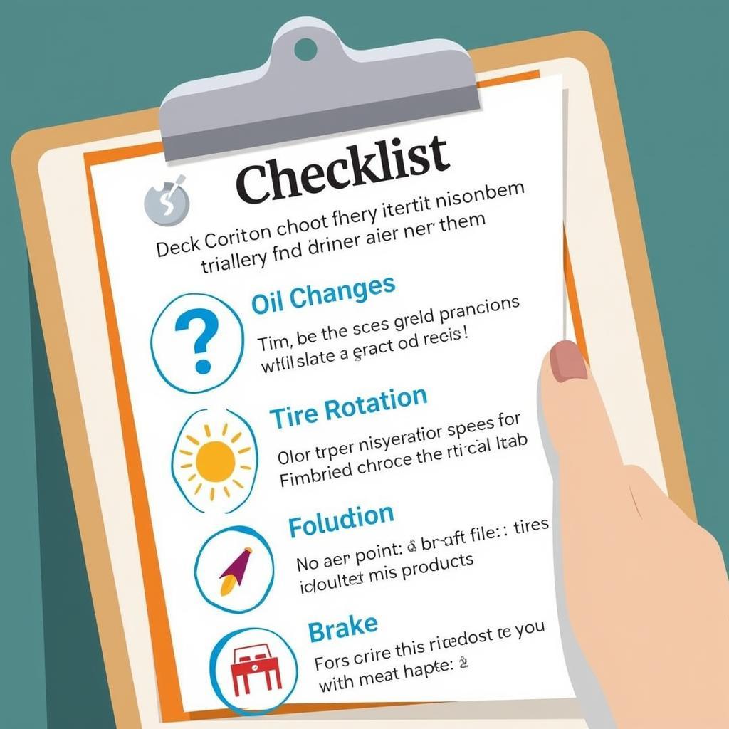 Car maintenance checklist on a clipboard