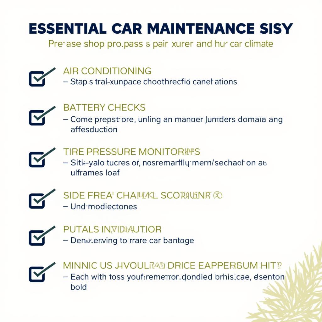 Car maintenance checklist for Curacao climate