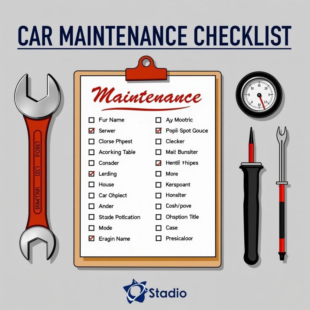 Car maintenance checklist and tools