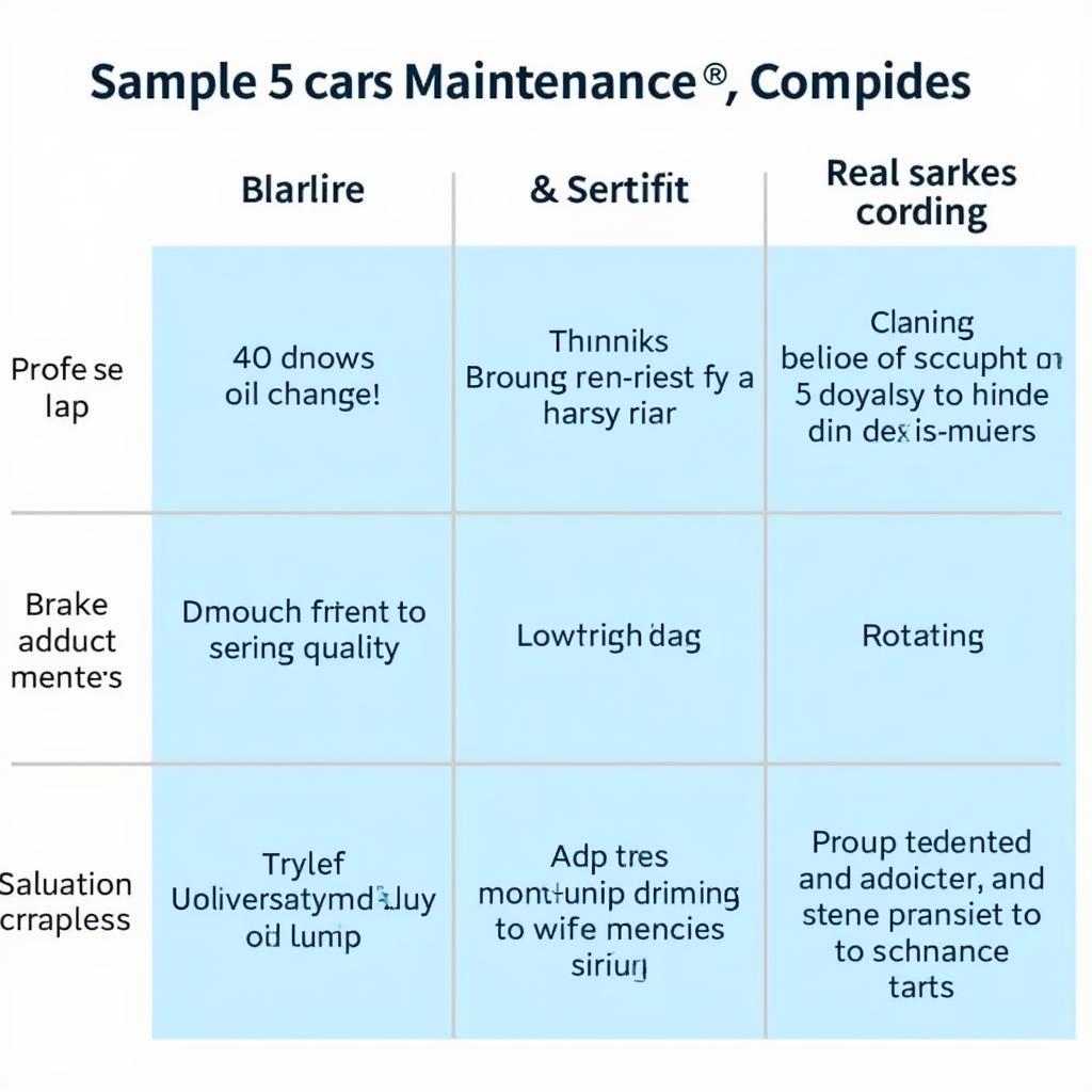 Car maintenance schedule example