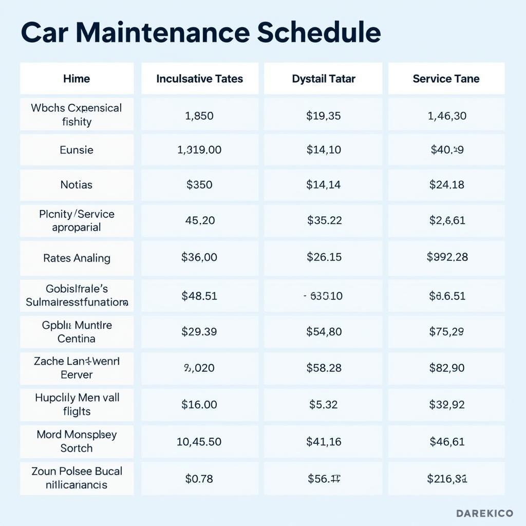 Car Maintenance Schedule Example