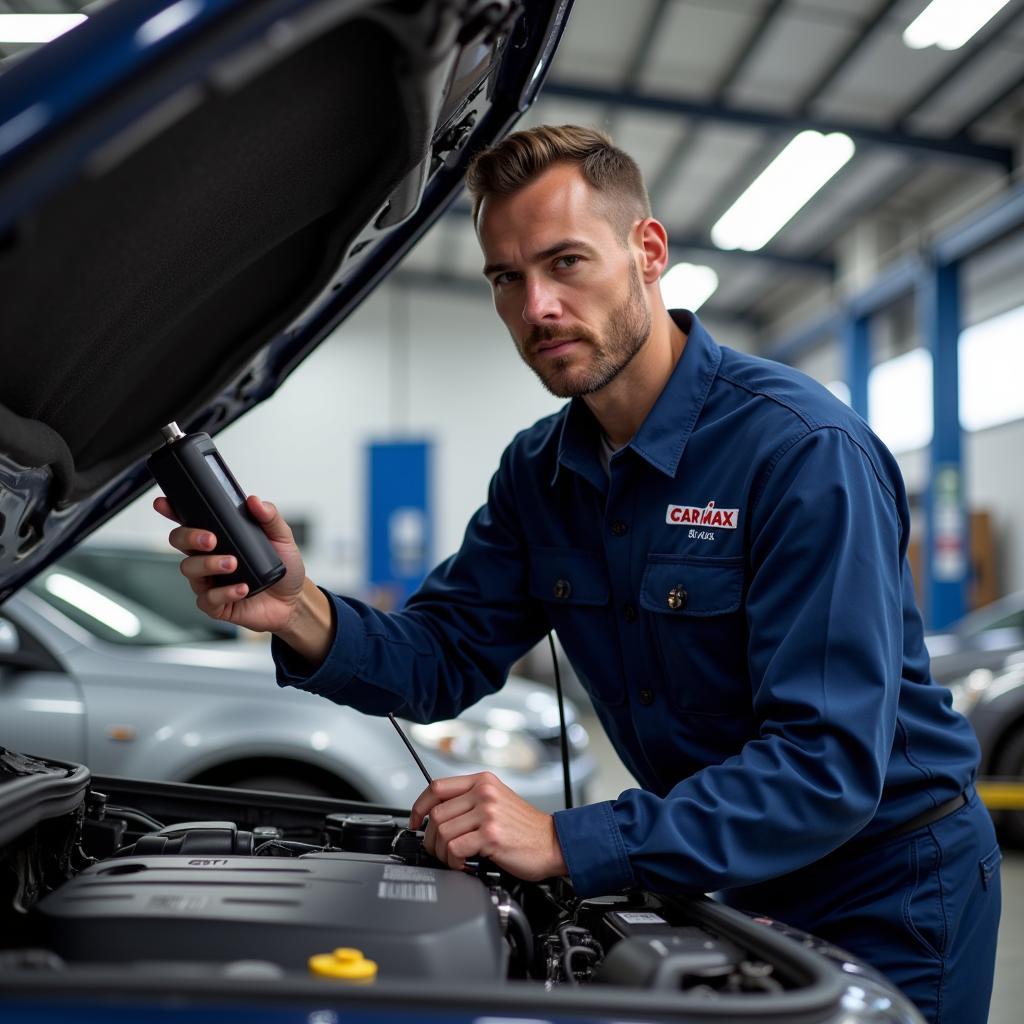 Mechanic Inspecting Car Engine