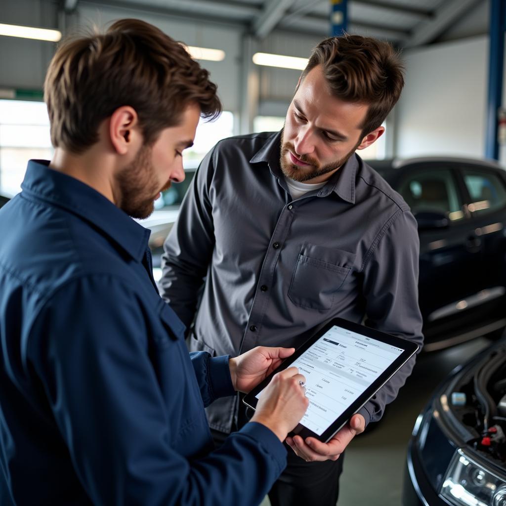 Mechanic Explaining Diagnostics