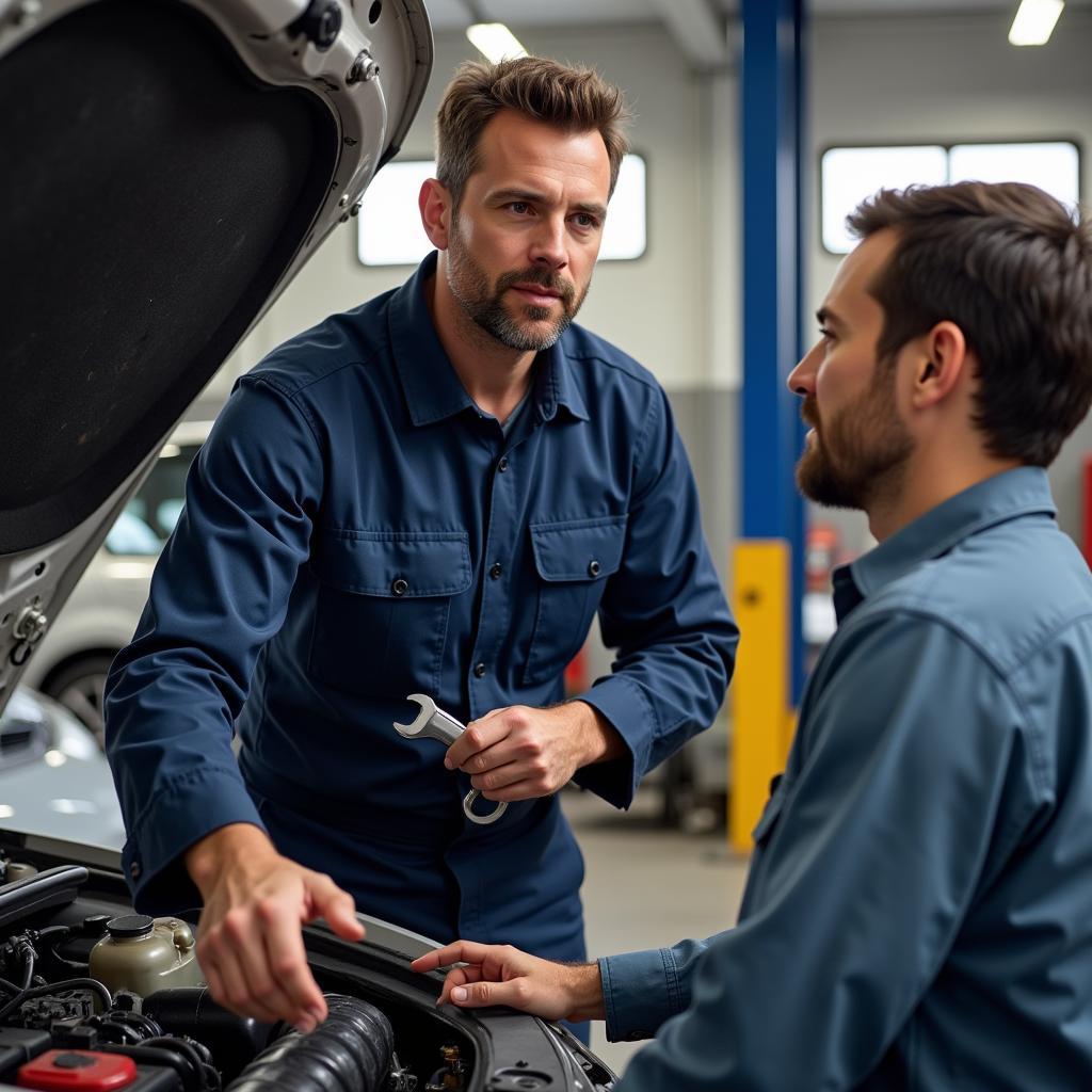 Car Mechanic Explaining Issue