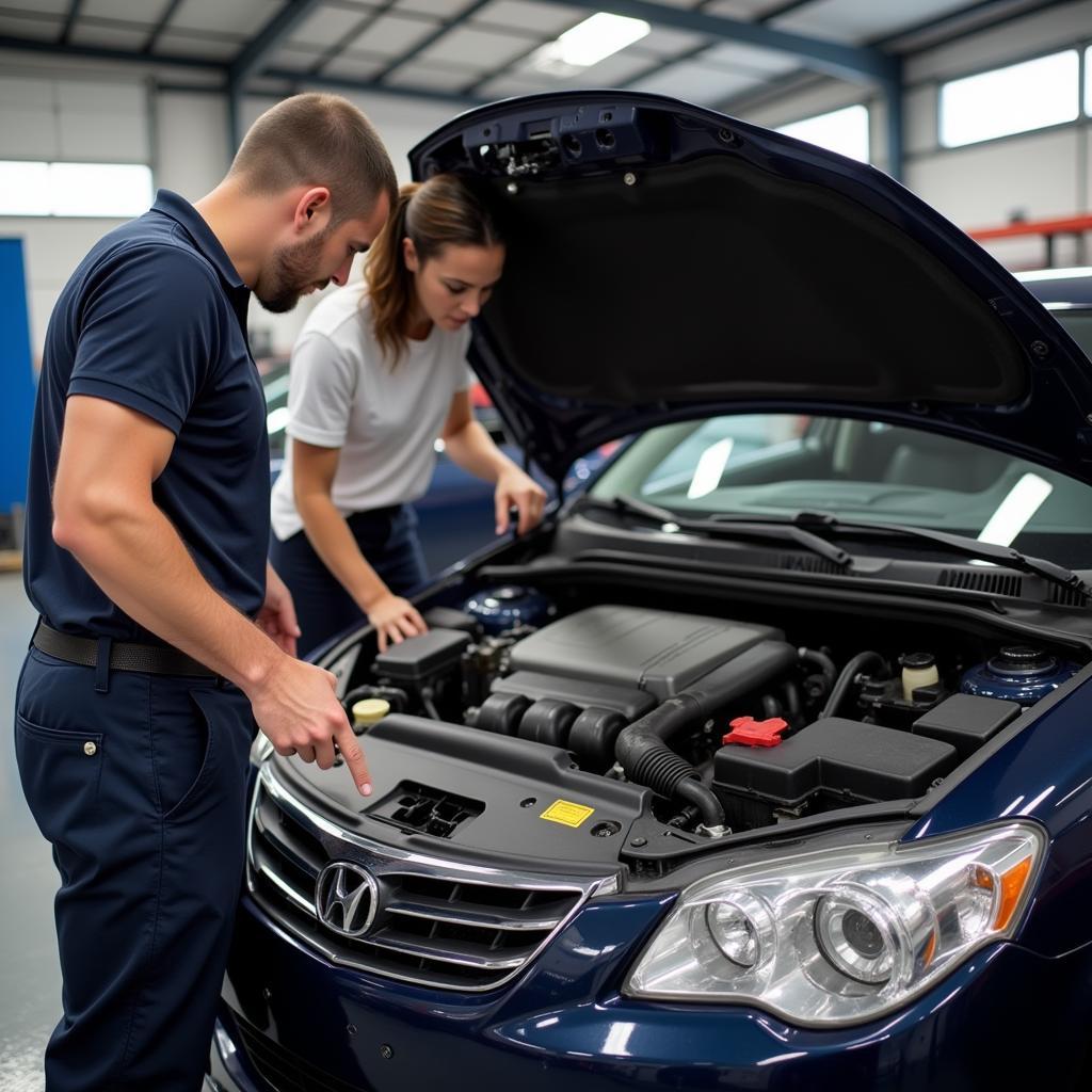 Car Mechanic Explaining Repairs to Customer