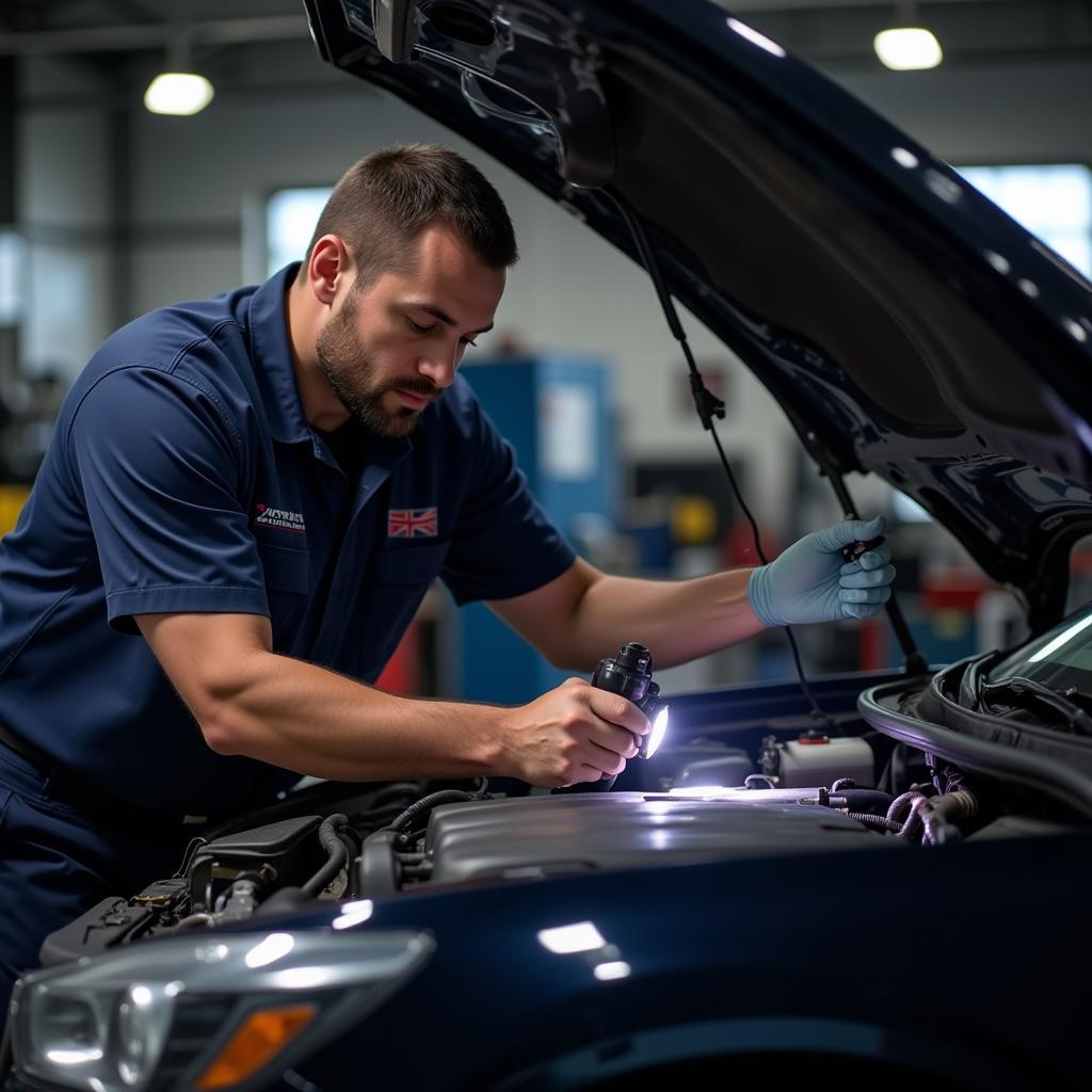 Mechanic inspecting a car