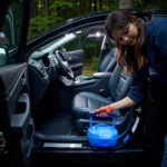 Car odour removal service in progress