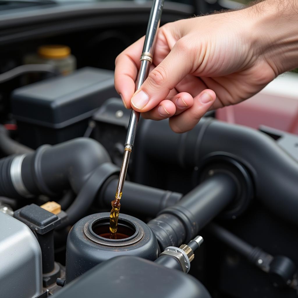 Checking Car Oil Dipstick