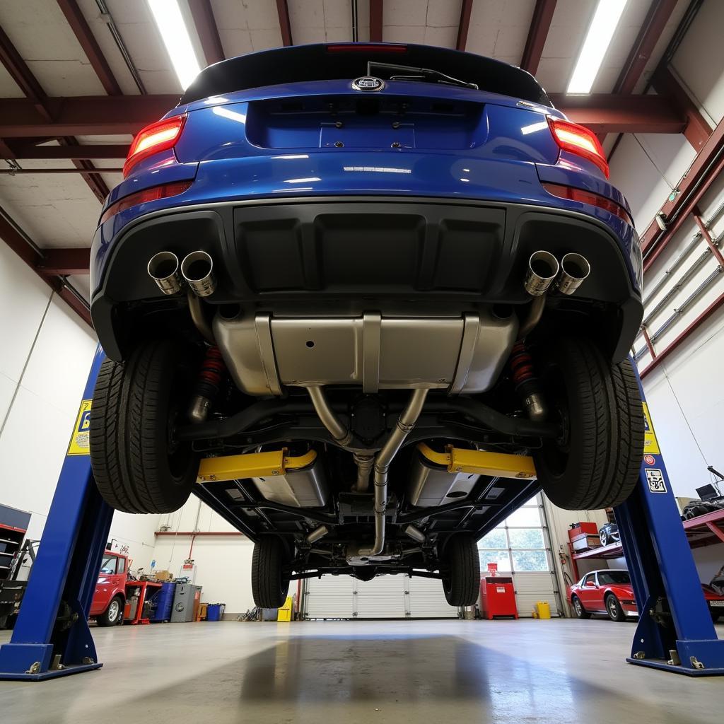 Car on a Lift for Inspection