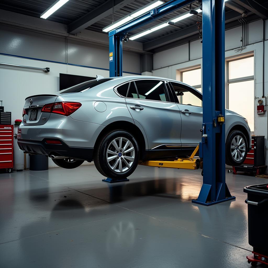 Car on Lift for Air Suspension Service 