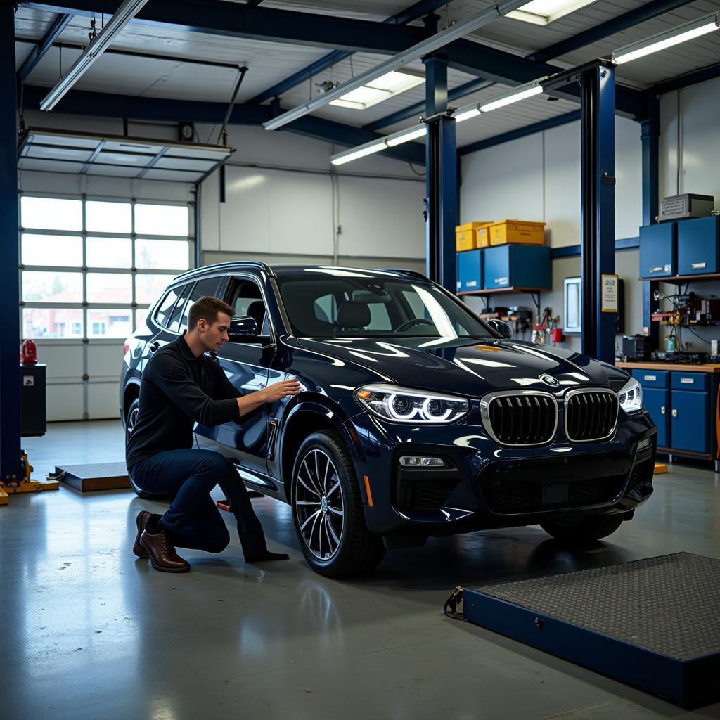 Car on Lift for Service