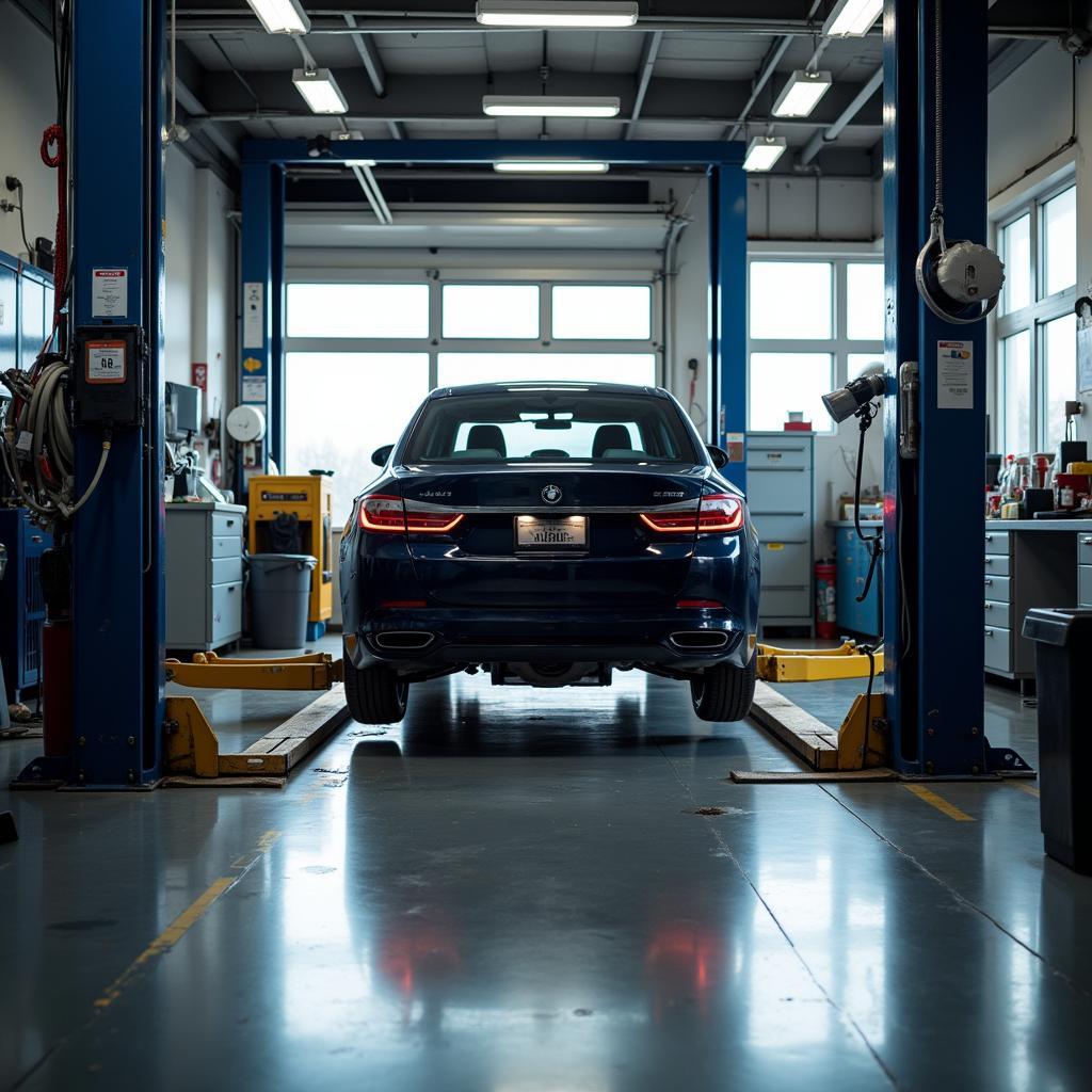 Car on Lift for Service