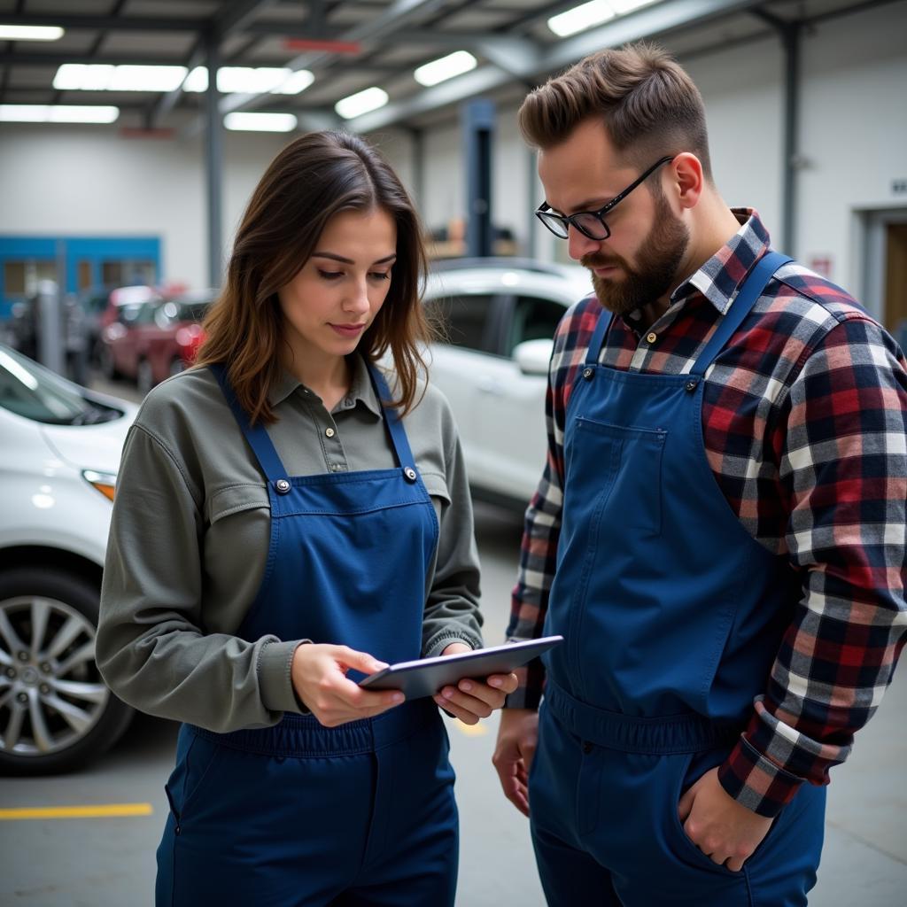 Car Owner and Mechanic Discussing Repairs