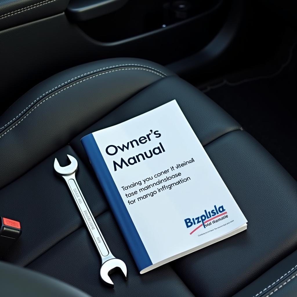 Open Car Owner's Manual and Wrench on Car Seat