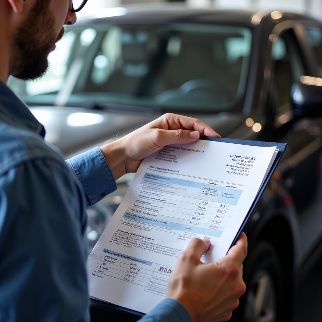 Car Owner Reviewing Service Estimate