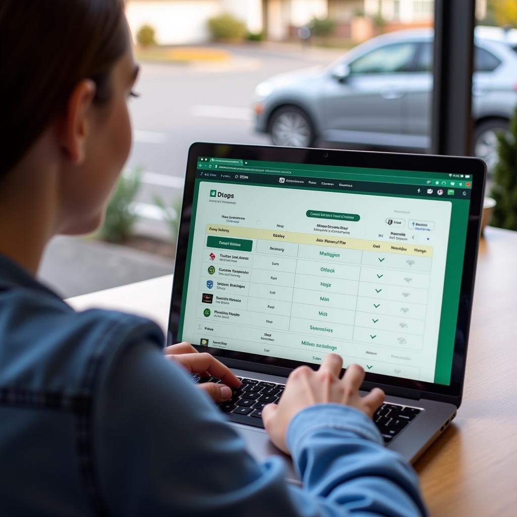 Car Owner Reviewing Service Plan Online