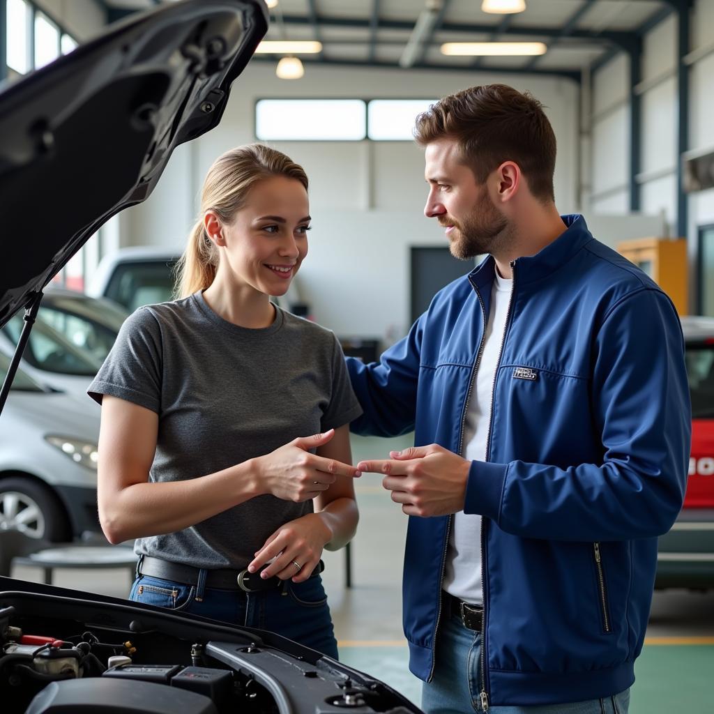 Car Owner Discussing Concerns with Service Advisor