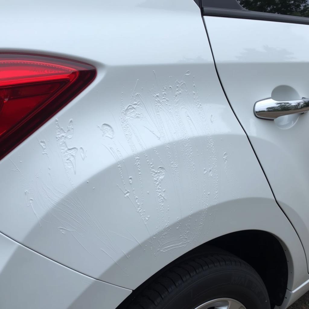 Close-up of car paint damage