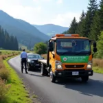 Car recovery service assisting a broken-down vehicle in Aberfeldy