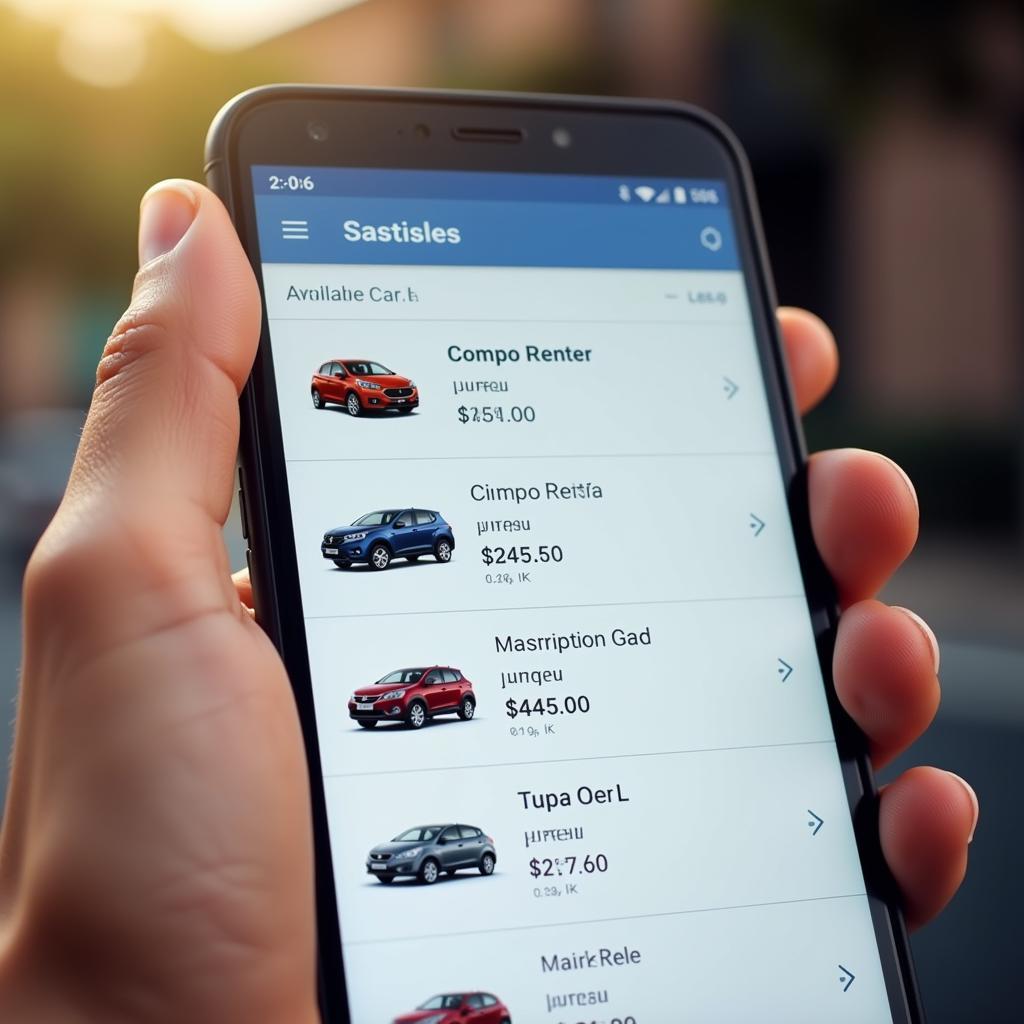 Car Rental App on Smartphone